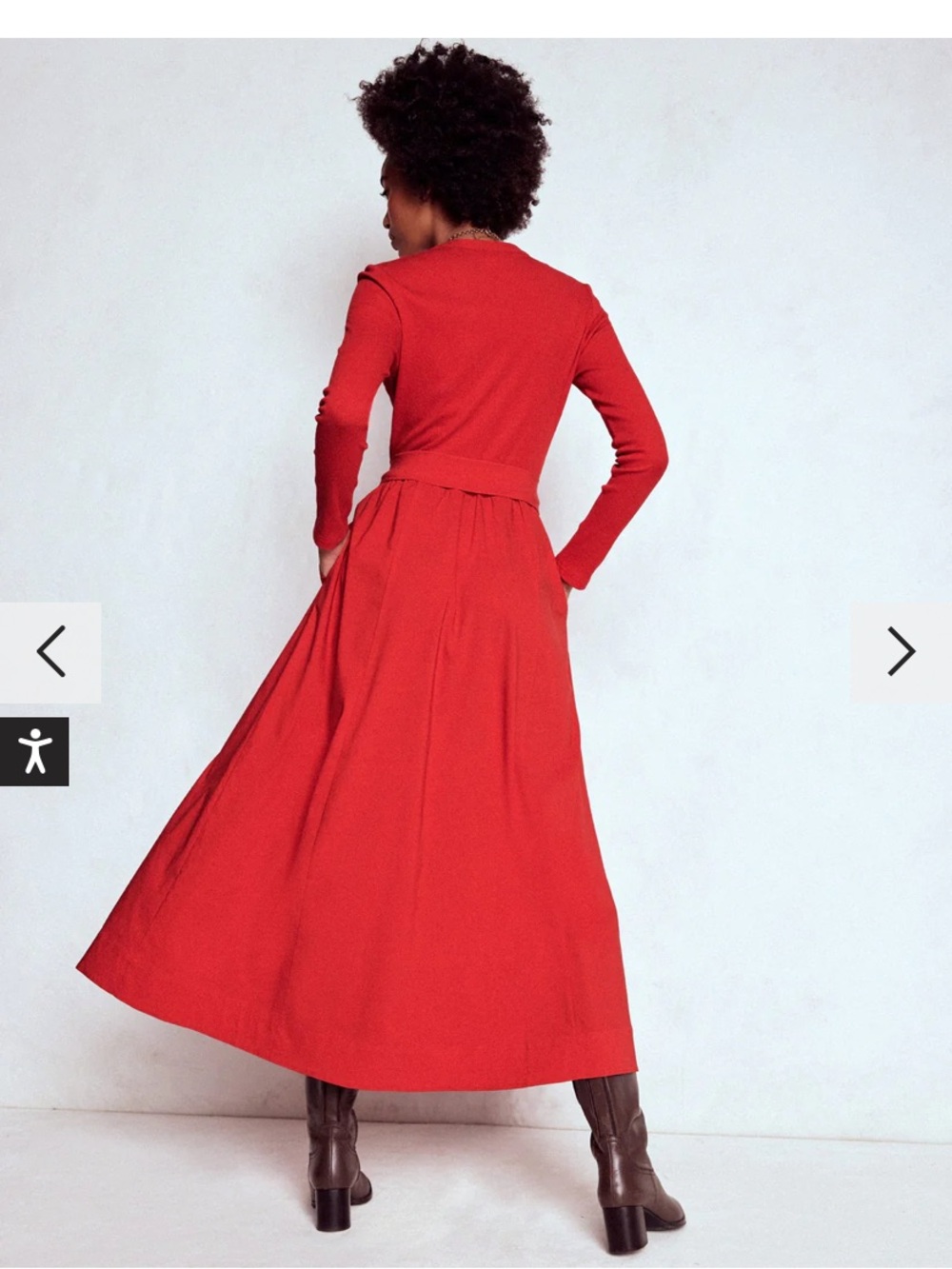 Boden Red Long-Sleeve Tie-Waist Maxi Dress - Picture 6 of 11
